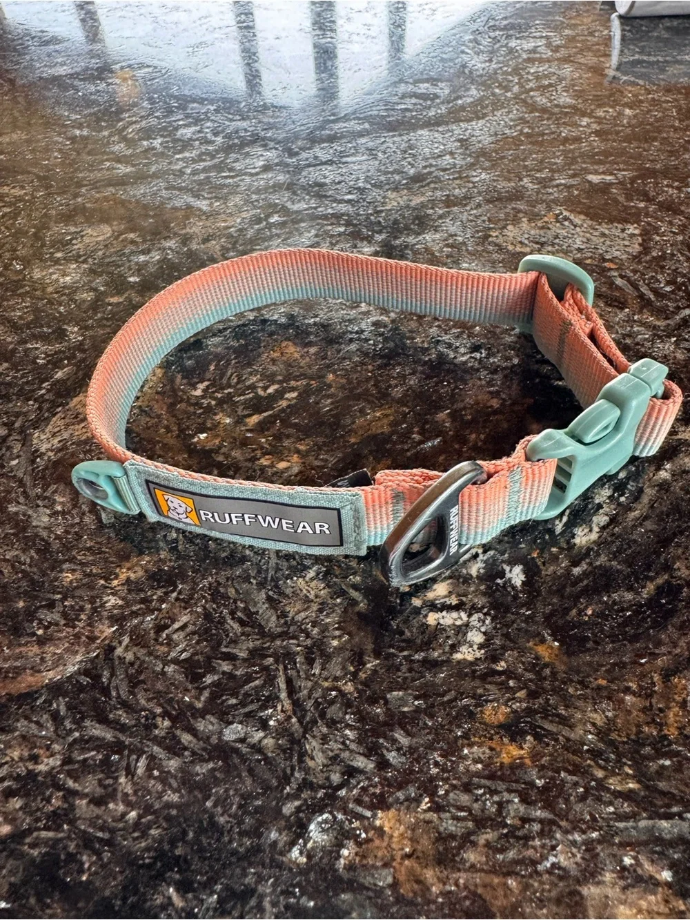 Ruffwear Two-Tone Coral and Mint Adjustable Dog Collar S